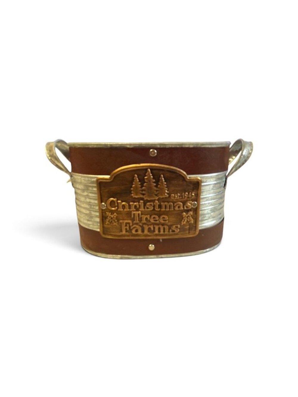 MD Christmas Tree Farms Metal Decorative Storage Bucket With Handles